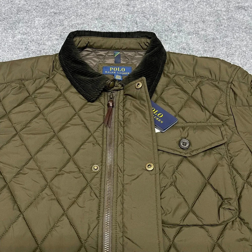 Polo Ralph Lauren Jacket Men XL Dark Brown The Beaton Quilted Corduroy PrimaLoft
